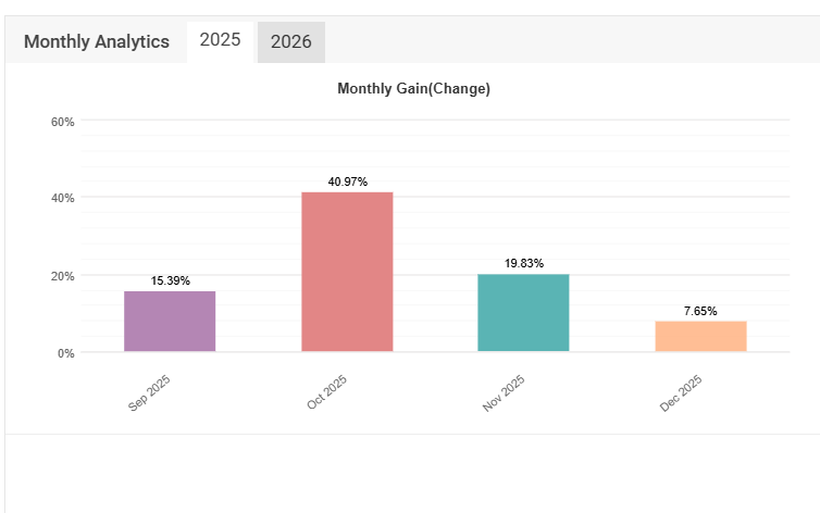 Monthly ROI performance chart for 2025